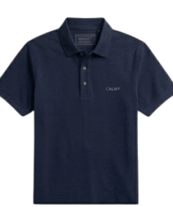 Áo Polo Calmy Premium Navy nam nữ chất liệu cao cấp, màu xanh navy sang trọng, thiết kế tối giản hiện đại.