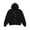 Áo khoác zip Calmy Monogram màu đen, họa tiết monogram sang trọng, phong cách thời trang tối giản dành cho giới trẻ.