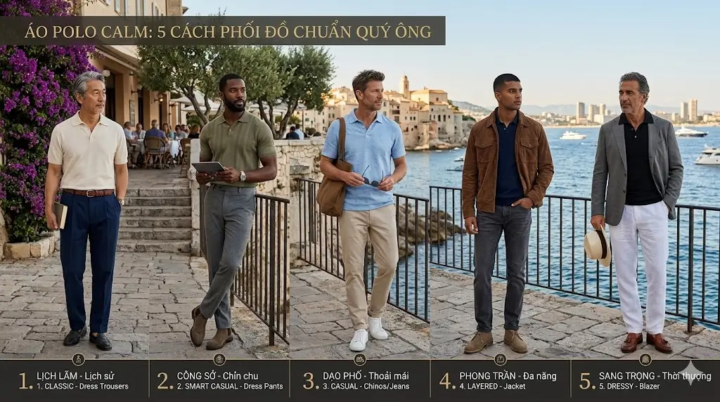 5 cách phối đồ với áo polo nam đẹp lịch lãm xu hướng thời trang