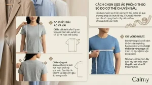 Hướng dẫn cách đo kích thước cơ thể chuyên sâu bằng thước dây để chọn size áo phông Calmy chuẩn xác tuyệt đối.